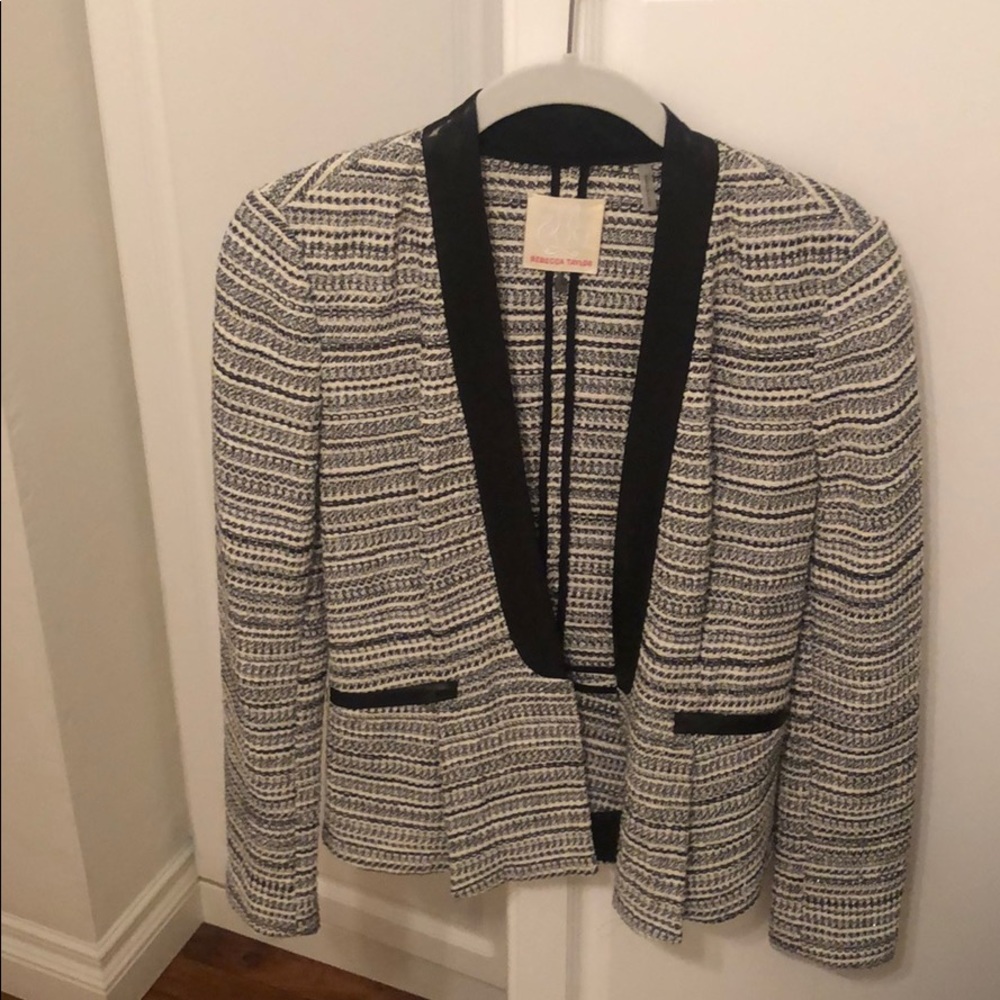 Black, white, and metallic Rebecca Taylor blazer